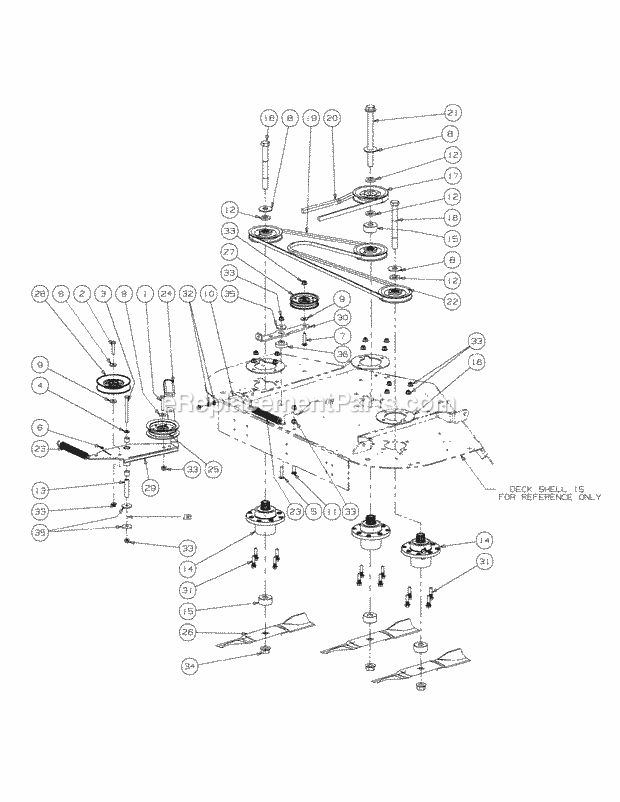 Fabricated Deck Spindle Assembly 48 (2009) Diagram and Parts List for M48-KH 53AH8CT2050 Cub Cadet Sprayer